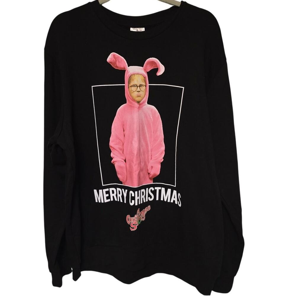 A Christmas Story Ralphie Pink Bunny Merry Christmas Sweatshirt XL NWT NEW